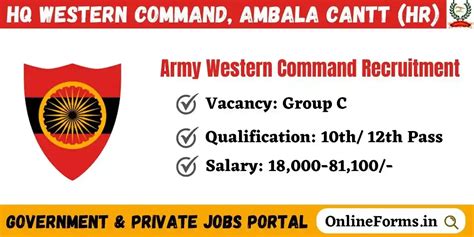 Army HQ Western Command Recruitment 2023 Group C Vacancy