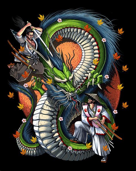 Japanese Dragon Samurai Digital Art by Nikolay Todorov | Fine Art America