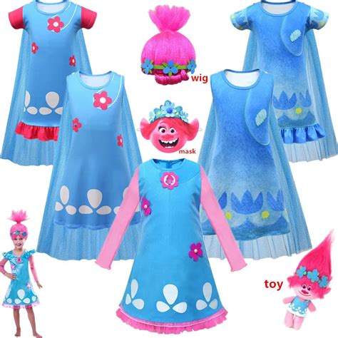 Trolls 2 Poppy Costumes Kids Halloween Costumes Fancy Girls Cosplay Costumes Girls Elf World Cos ...