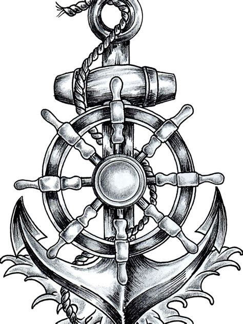 "Anchor and wheel tattoo design. Anchor and ship wheel tattoo design ...