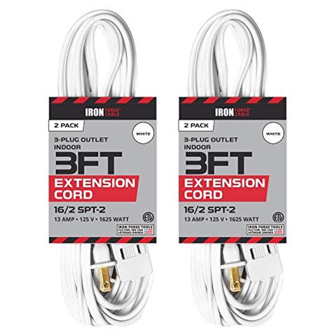 3 Ft White Extension Cord 2 Pack - 16/2 Durable Electrical Cable | eBay