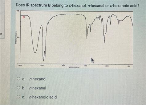 Solved Does IR spectrum B belong to n-hexanol, n-hexanal or | Chegg.com