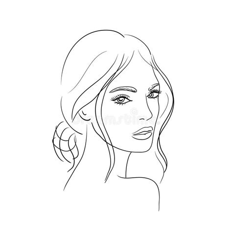 Young Woman Face Logo Vector.Black and White Vector Illustration Stock Vector - Illustration of ...