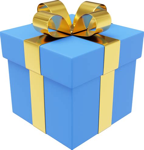 Realistic blue gift box with ribbon. 3D rendering. PNG Icon on transparent background. 13484901 PNG