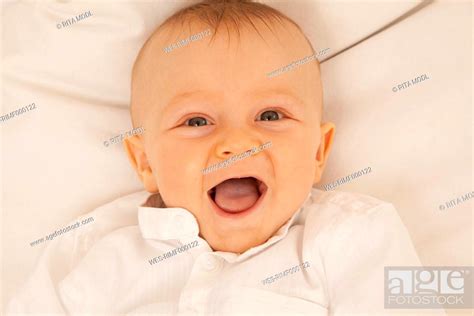 Portrait of laughing baby boy, Stock Photo, Picture And Royalty Free Image. Pic. WES-RIMF000122 ...