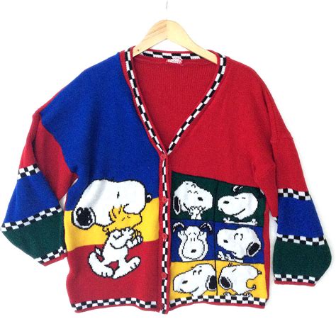 Snoopy's Selfies Peanuts Vintage 80s Tacky Ugly Sweater - The Ugly Sweater Shop