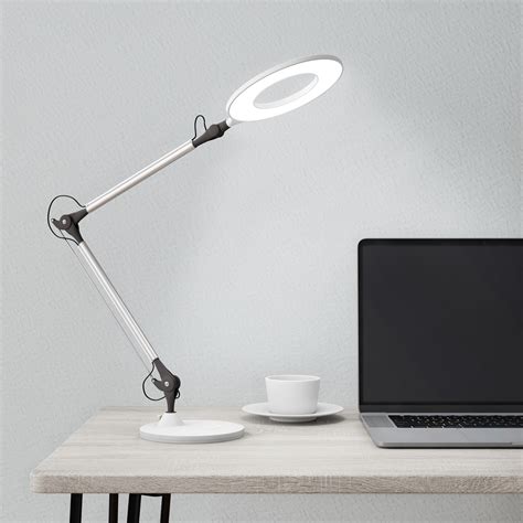 Swing Arm Architect Desk Lamp, LED Ring Light- Stepless Dimming- High CRI 95- Eye Friendly Task ...