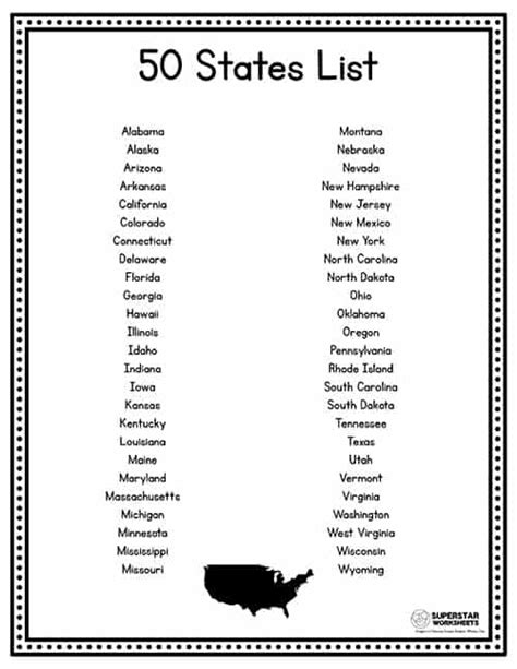 50 Checklist Printable List Of 50 States Usa Map States And Capitals Images