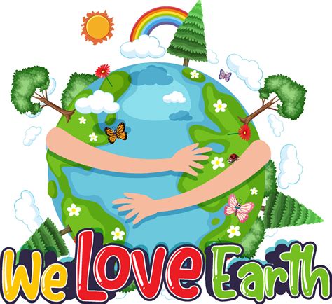 We love earth typography logo with earth and nature elements 5597481 ...