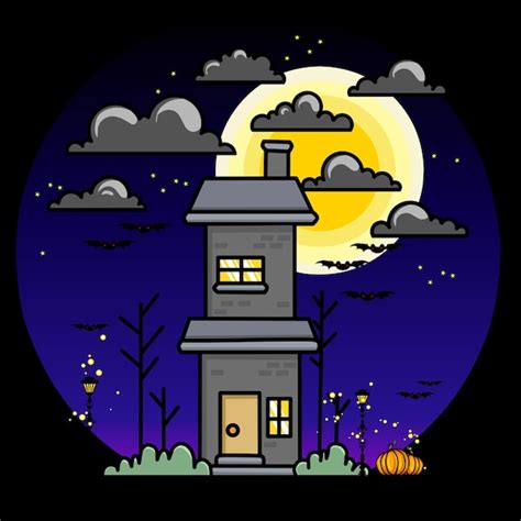 Premium Vector | Vector halloween house flat design illustration