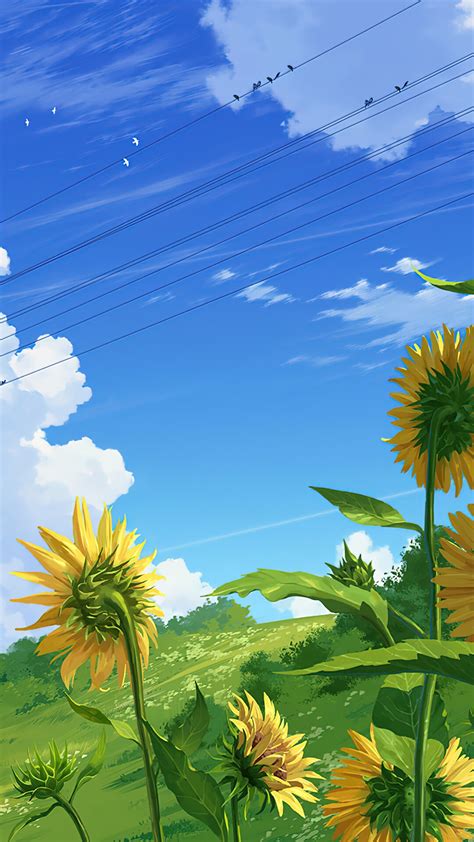 anime, girl, sunflower, field, scenery, 4k, HD Wallpaper | Rare Gallery