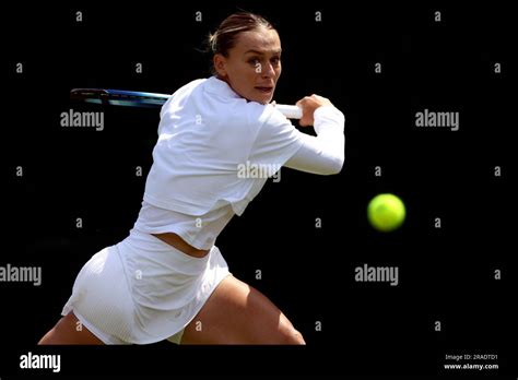 Ana Bogdan during her match against Liudmila Samsonova (not pictured) on day one of the 2023 ...