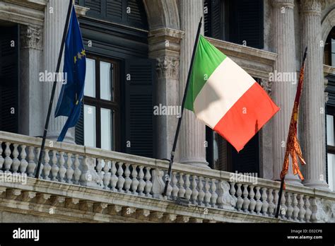 An Italian tricolore flag on a building in Venice, Italy Stock Photo ...