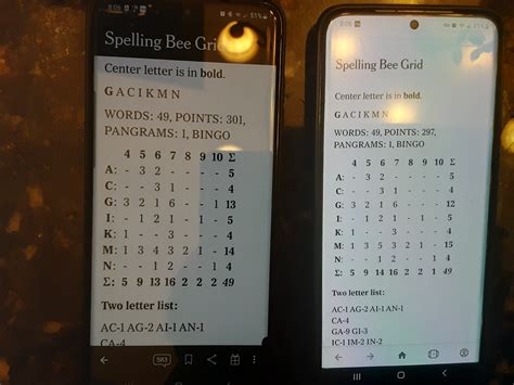 Clues for yesterday's NY Times Spelling Bee. The phone on the left is ...