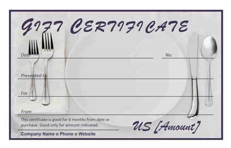 Restaurant Gift Certificate