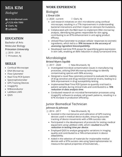 5 Biology Resume Examples [& Templates]