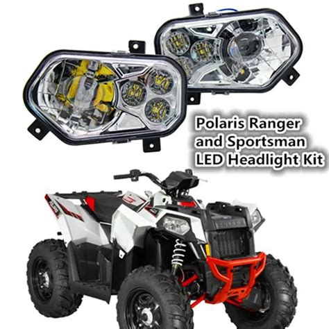 Pair ATV UTV Light Accessories Projector Headlight Polaris Ranger / Sportsman LED Headlight Kit ...