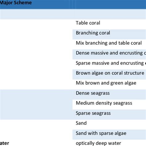 Benthic habitats classification schemes used in this study | Download Table