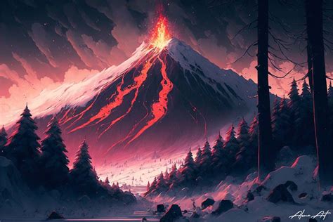 An Active Snowy Volcano in Japan Graphic by Alone Art · Creative Fabrica