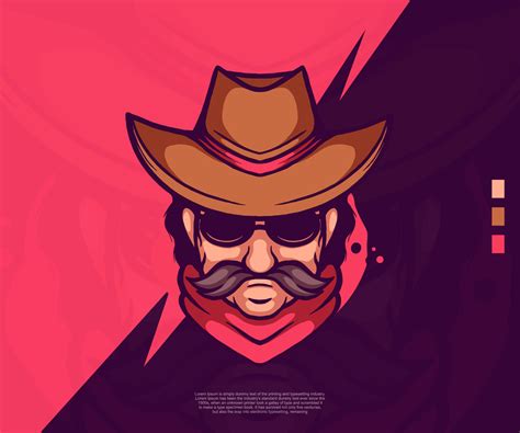 cowboy modern logo illustration. suitable for esport logos, tattoos, stickers and others ...