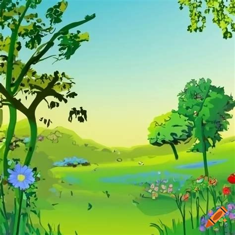 Cartoon image of a beautiful meadow