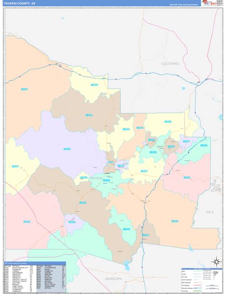 Yavapai County, AZ Wall Map Color Cast Style by MarketMAPS - MapSales