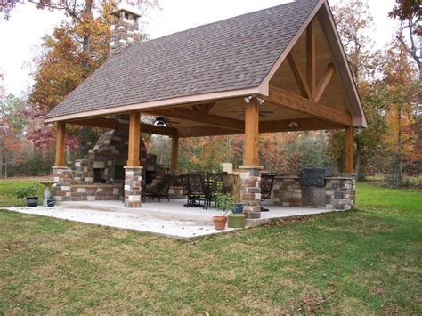 Inexpensive Backyard Pavilion Ideas 6 | Backyard pavilion, Backyard fireplace, Backyard