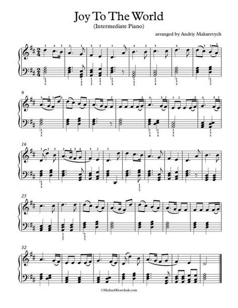 Free Piano Arrangement Sheet Music - Joy To The World