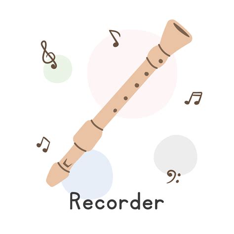 Recorder clipart cartoon style. Simple flute recorder woodwind ...