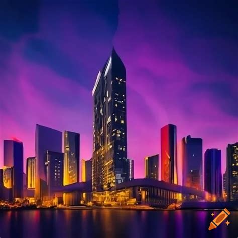 Dazzling city skyline with african architectural designs at twilight on Craiyon