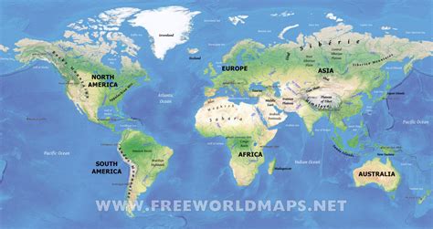 Physical World Maps, physical features of the world