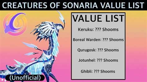 Creatures of Sonaria Value List! | Fandom