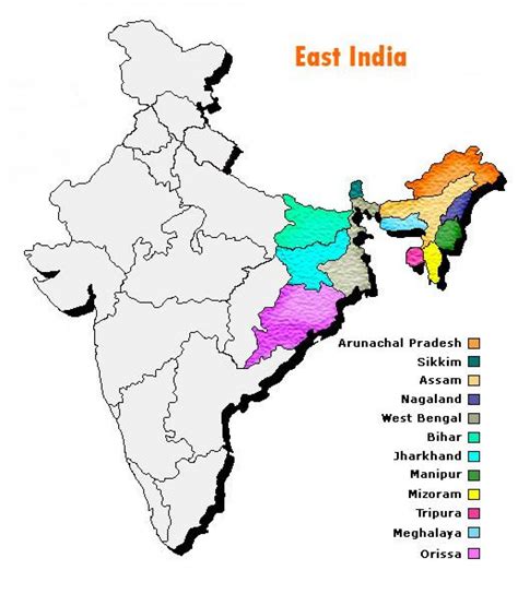 Eastern states of India map - East India map with states (Southern Asia ...