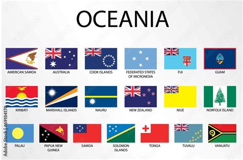 Alphabetical Country Flags for the Continent of Oceania Stock Vector | Adobe Stock