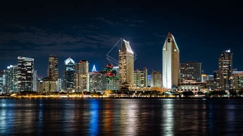 Downtown San Diego Skyline at night from Coronado | Photo - 4 ...