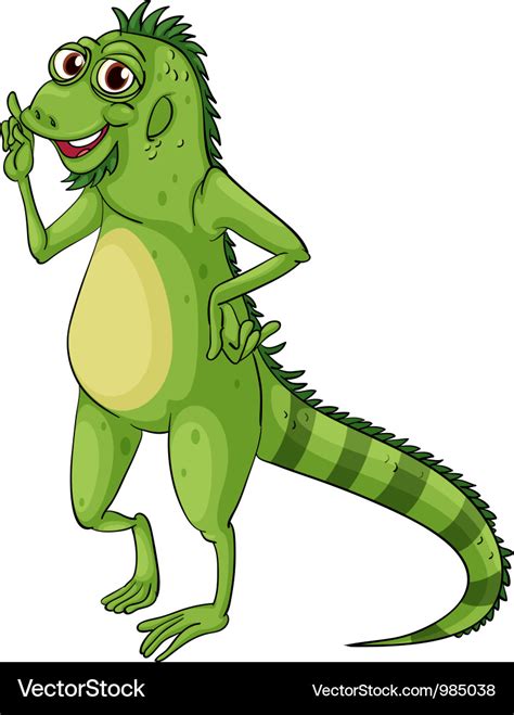 Cartoon green iguana Royalty Free Vector Image