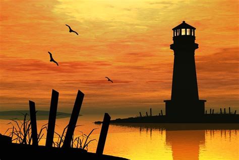 Sunset Lighthouse Drawing