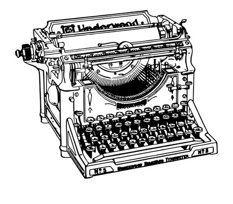 Download Typewriter Line Art - Clip Art Library