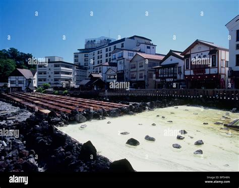 Yubatake of Kusatsu Onsen, Kusatsu, Agatsuma, Gunma, Japan Stock Photo - Alamy