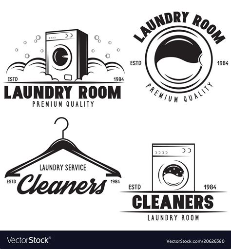 Set of laundry logos emblems and design vector image on | Laundry logo ...