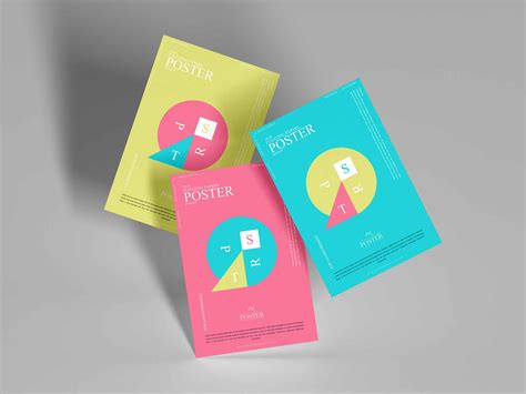 Free Floating Paper Posters Mockup (PSD)