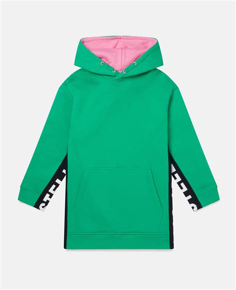 Women Green Logo Tape Fleece Hoodie Dress | Stella McCartney US