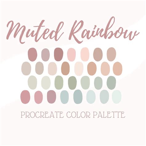 Procreate Color Palette Muted Rainbow - Etsy