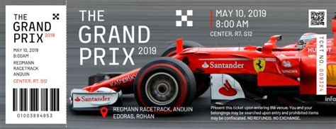 Ticket template created with #Youzign - #GrandPrix template theme | Easy graphic design, Free ...