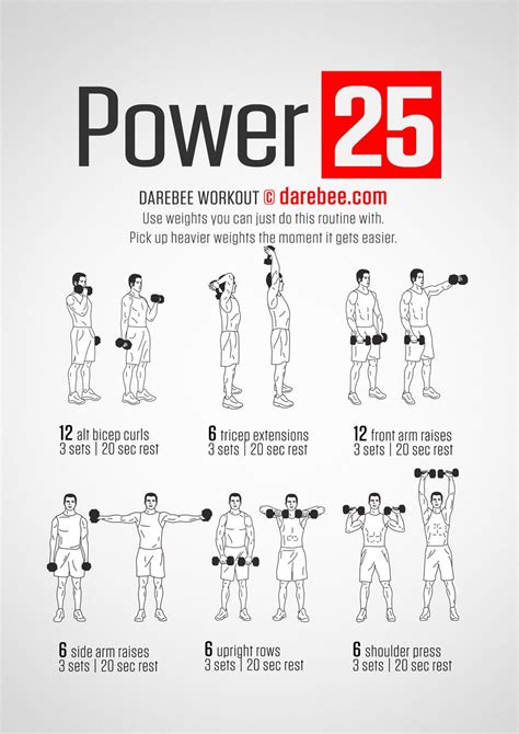 Power 25 Workout | Dumbbell workout, Fitness body, Dumbell workout