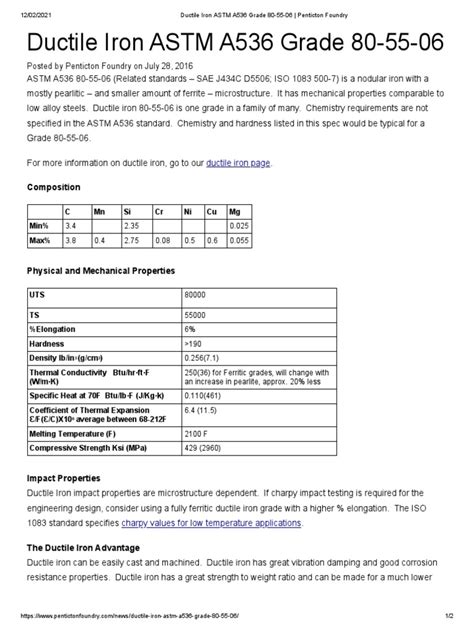 ASTM A536 Grade 80-55-06 (2021 - 03 - 22 20 - 48 - 50 UTC) | PDF | Ductility | Iron