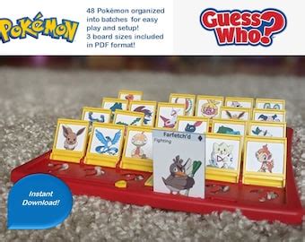 Pokemon Guess Who Game Cards Printable Game Pieces For Guess Who Board ...