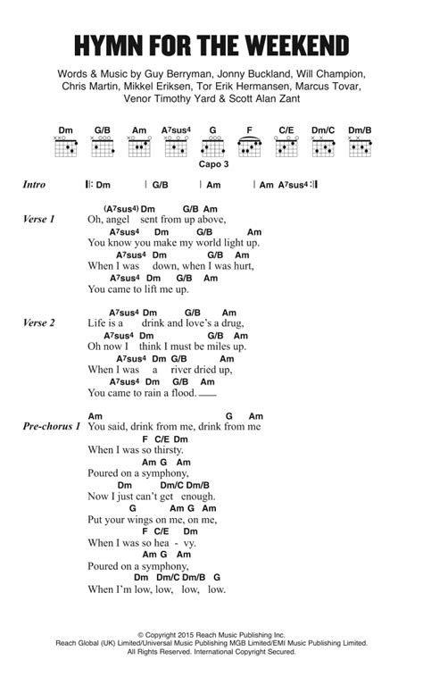 Hymn For The Weekend by Coldplay - Guitar Chords/Lyrics - Guitar Instructor