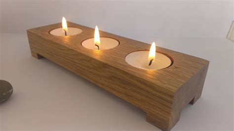 3 Tea Light Candle Holder, Modern Look Candle Holder, Wooden Candle ...