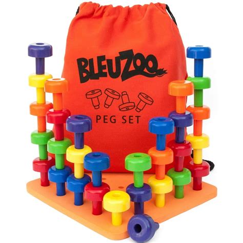 BleuZoo Peg Board Set - Montessori Stacking Toys For Toddlers | Fine Motor Skills, STEM, Autism ...